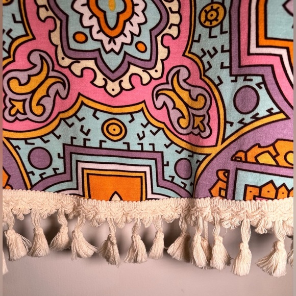 JUDITH MARCH Pastel Rainbow Fringe Trim Dress S - Picture 3 of 6